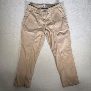 White House Black Market Tan Khaki Cropped Utility Pants Women Sz 6 Straight Leg